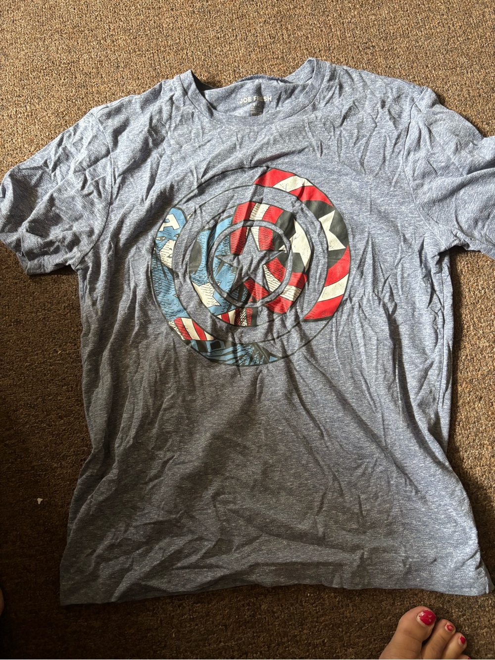Joe Fresh Gray Tee with Red & Blue Target Shield Graphic